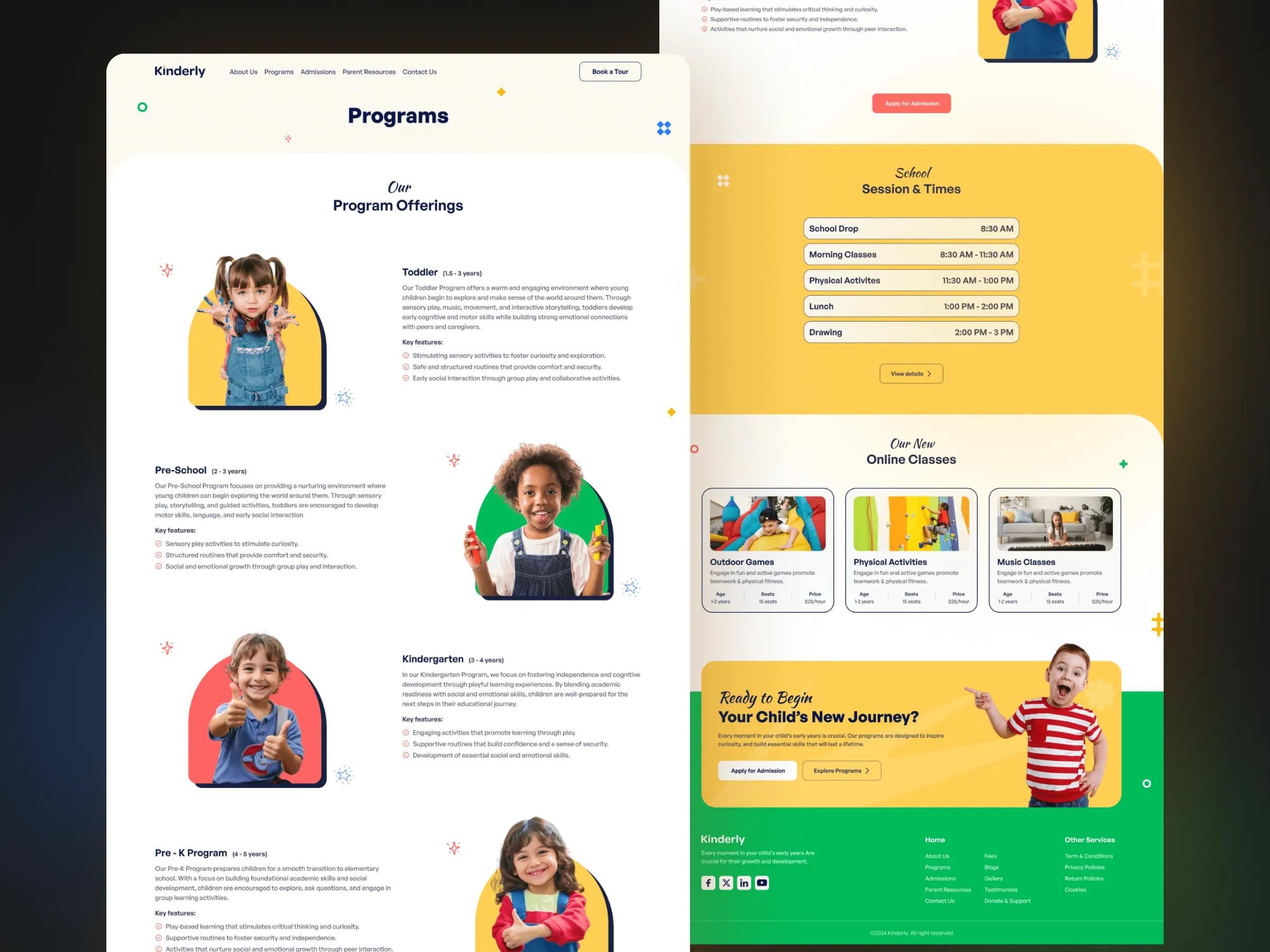 Kinderly programmes page and school pages