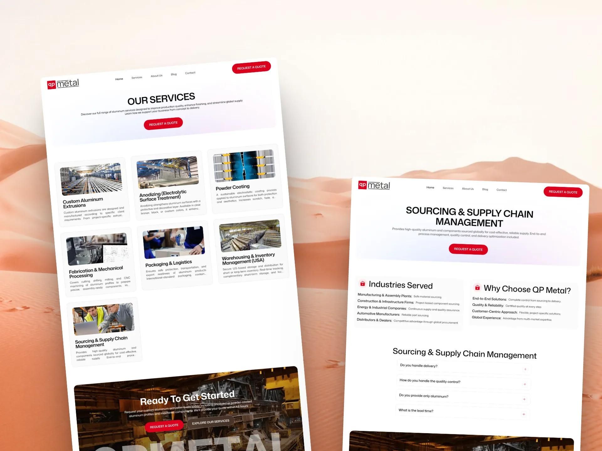 QP Metal Services and service detail pages
