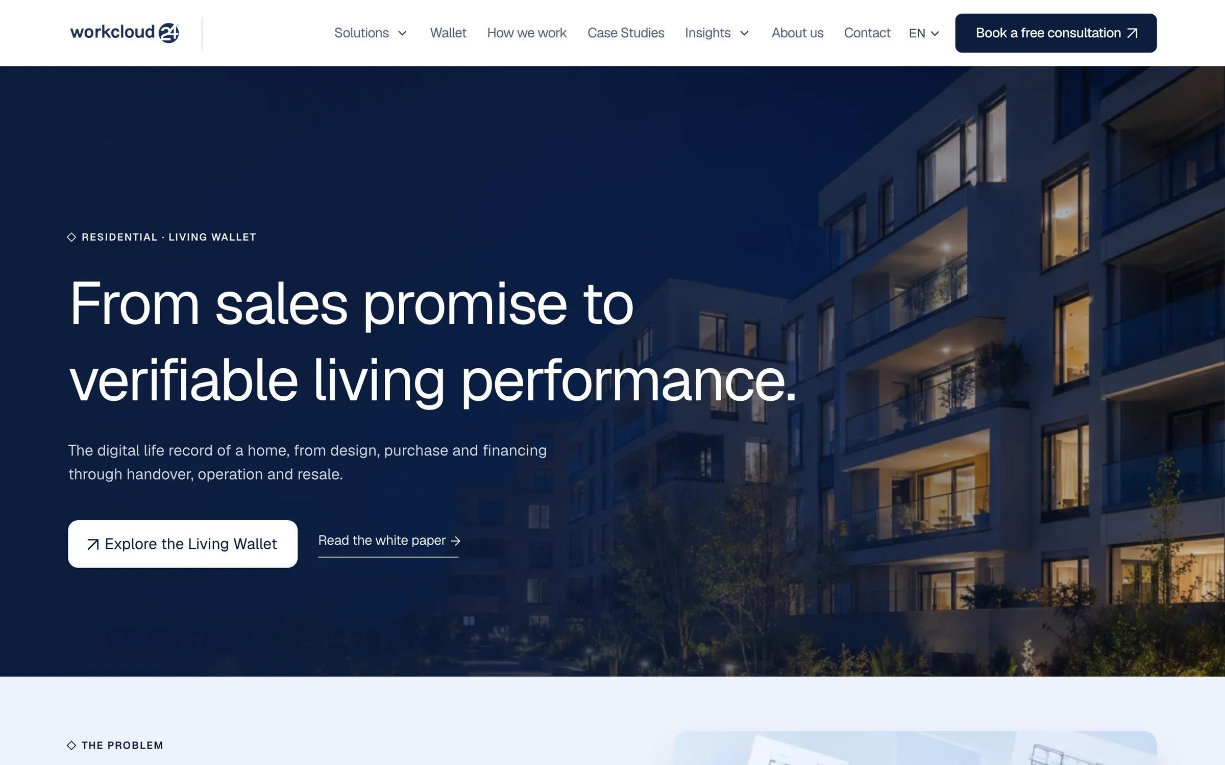 Residential page hero: From sales promise to verifiable living performance
