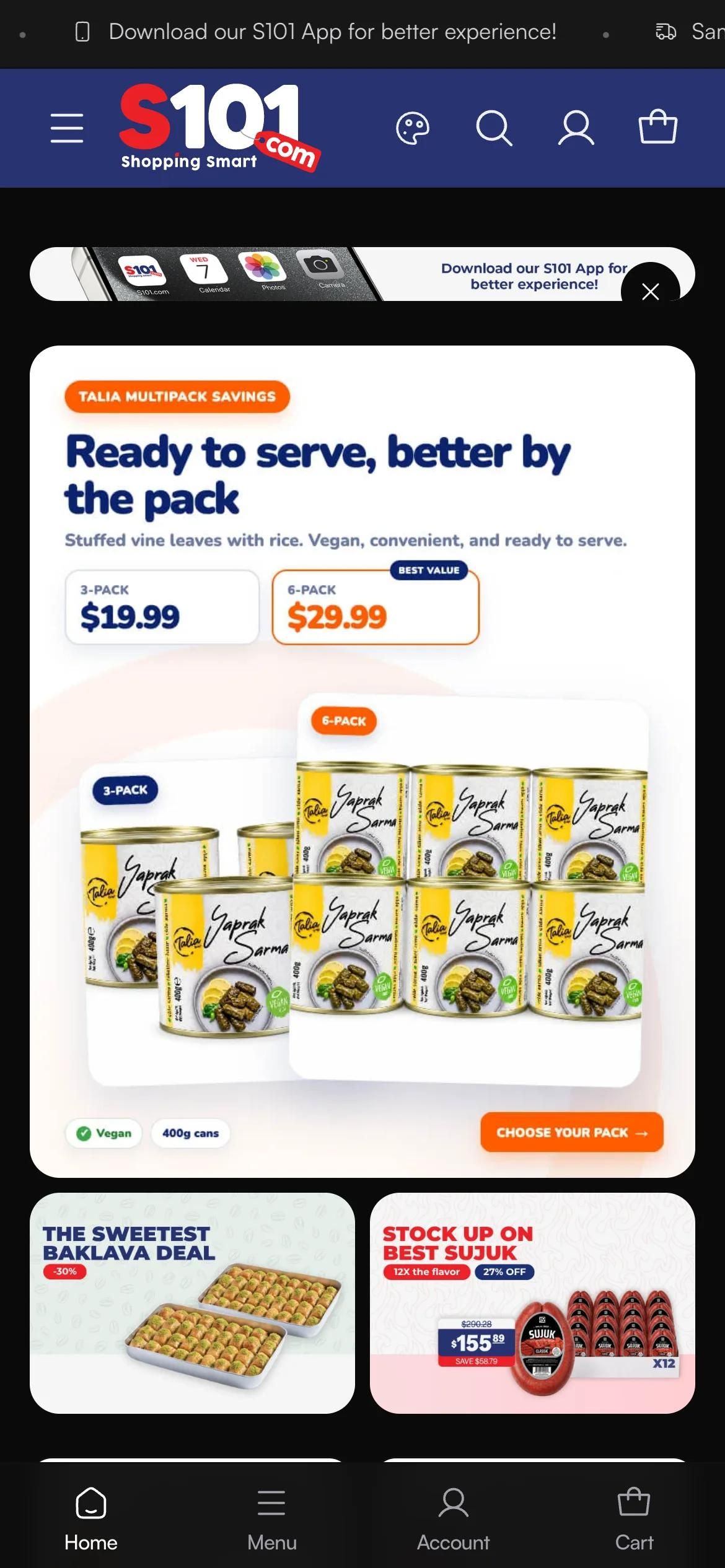 s101.com home page on a phone