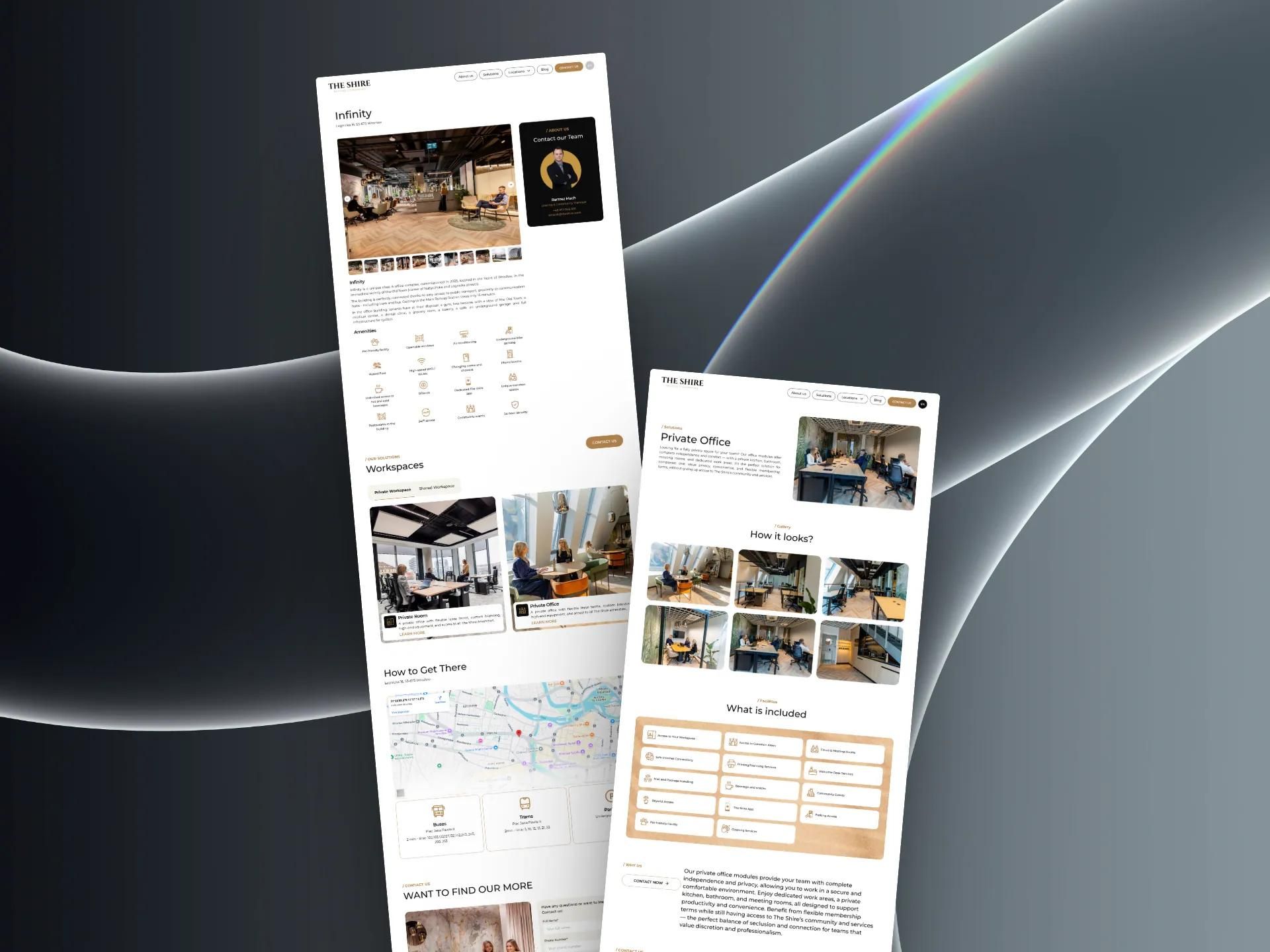 The Shire office pages with photos and a location map