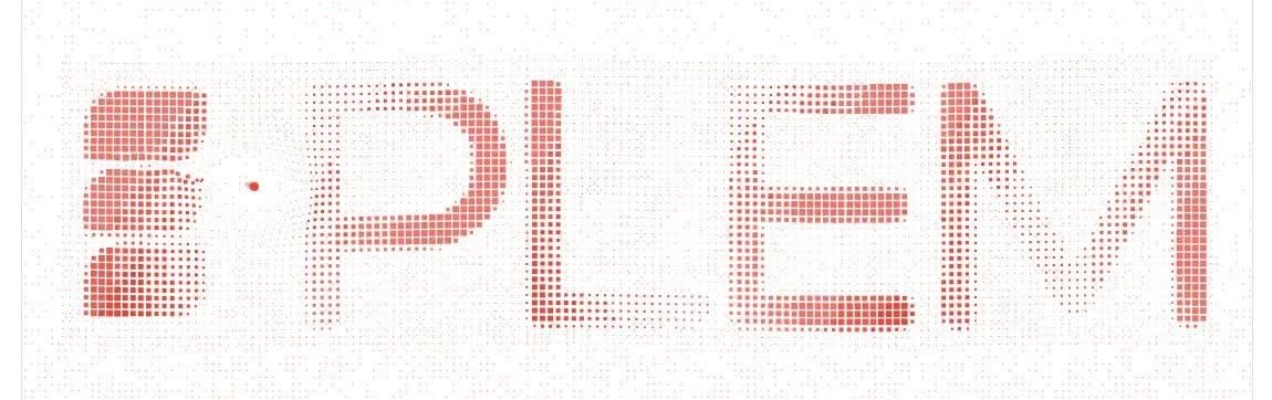 Plem pixel wordmark in the footer