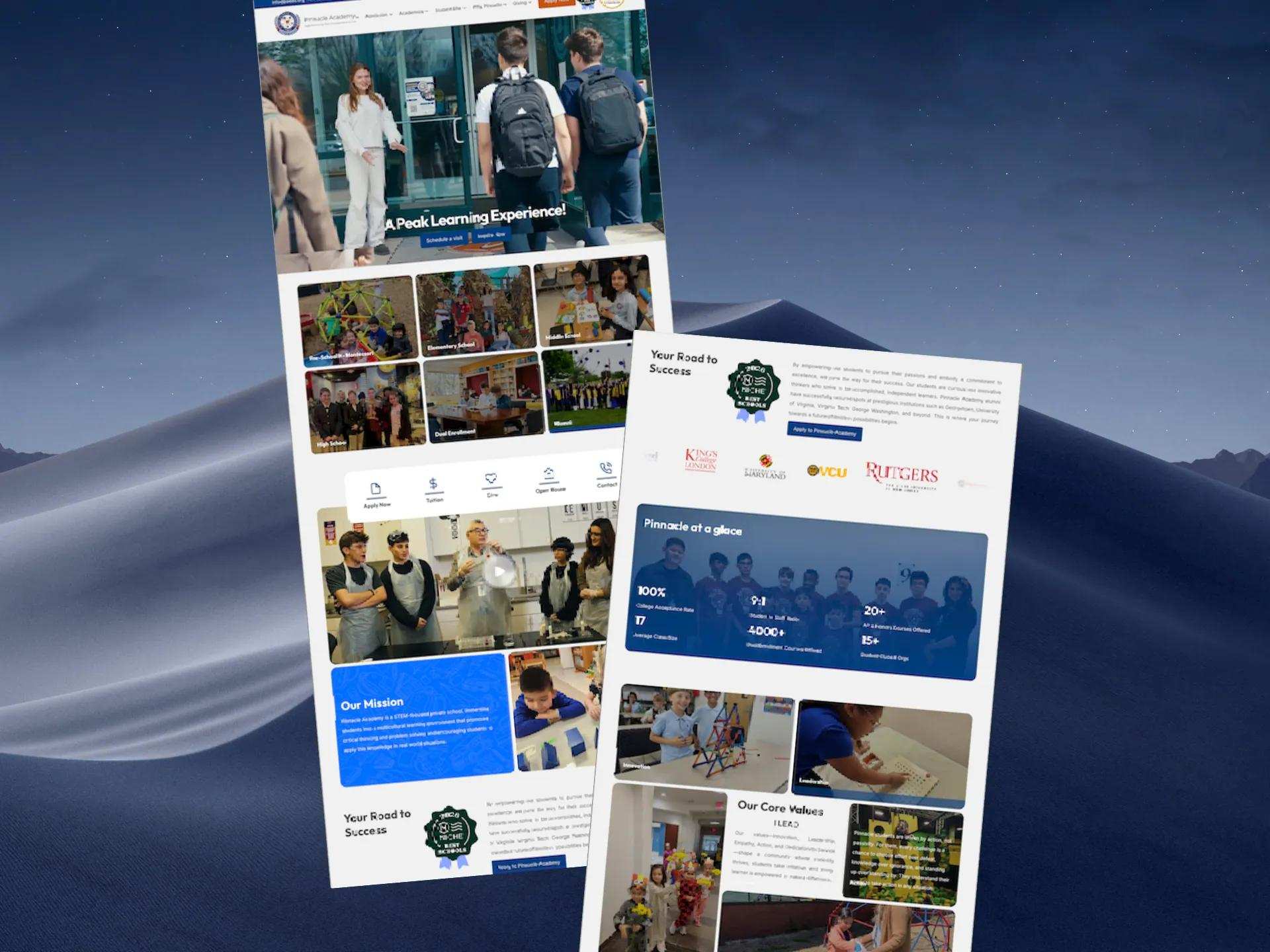 Pinnacle Academy pages with student photos
