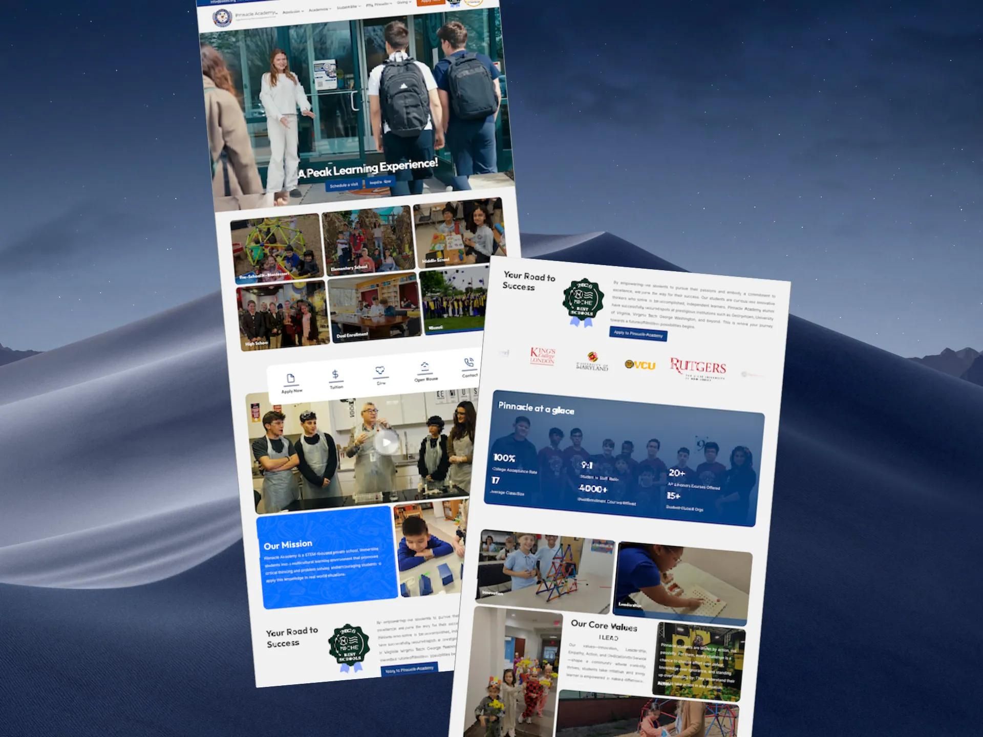 Pinnacle Academy pages with student photos