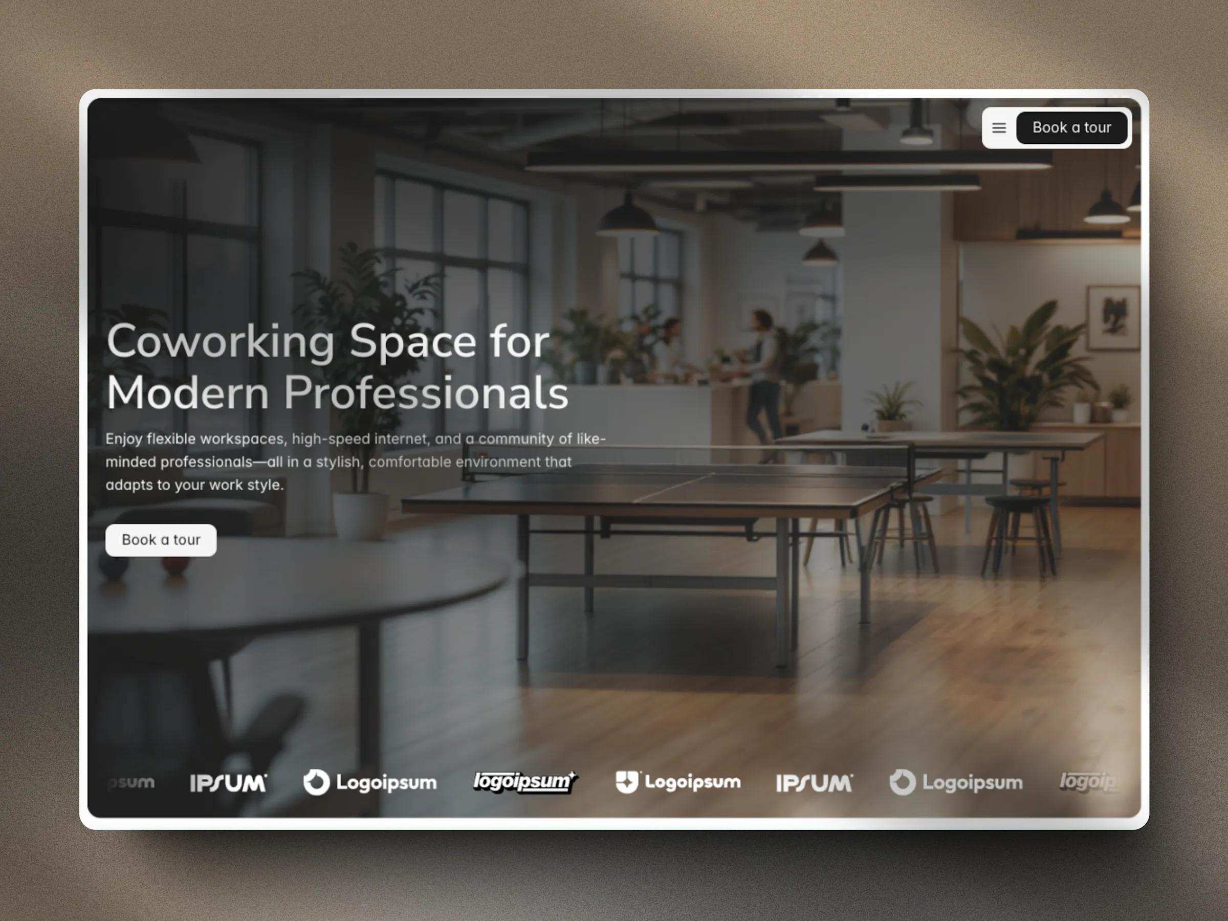Co-working template home page: coworking space for modern professionals