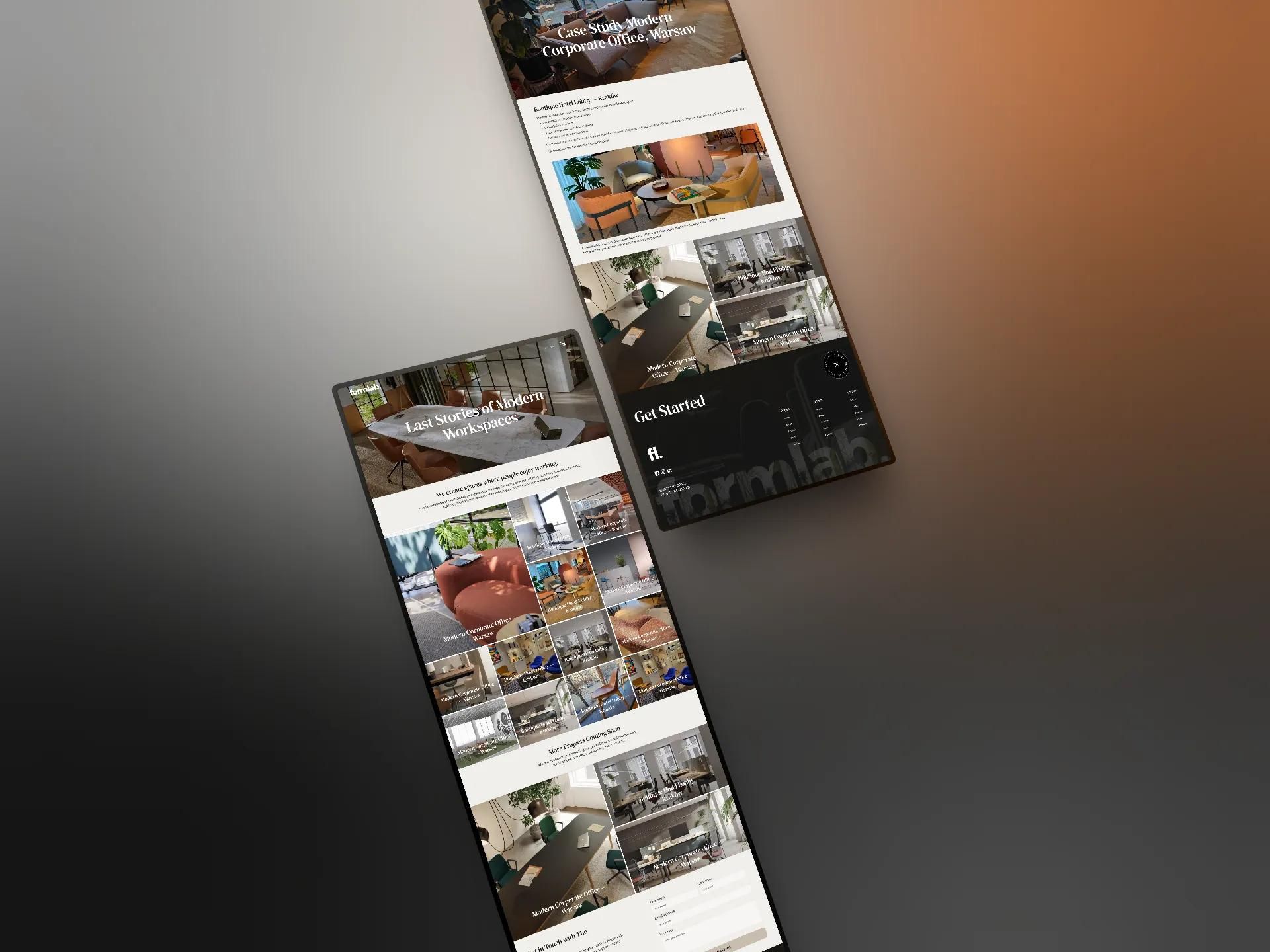 Angled view of FormLab pages with interior photos
