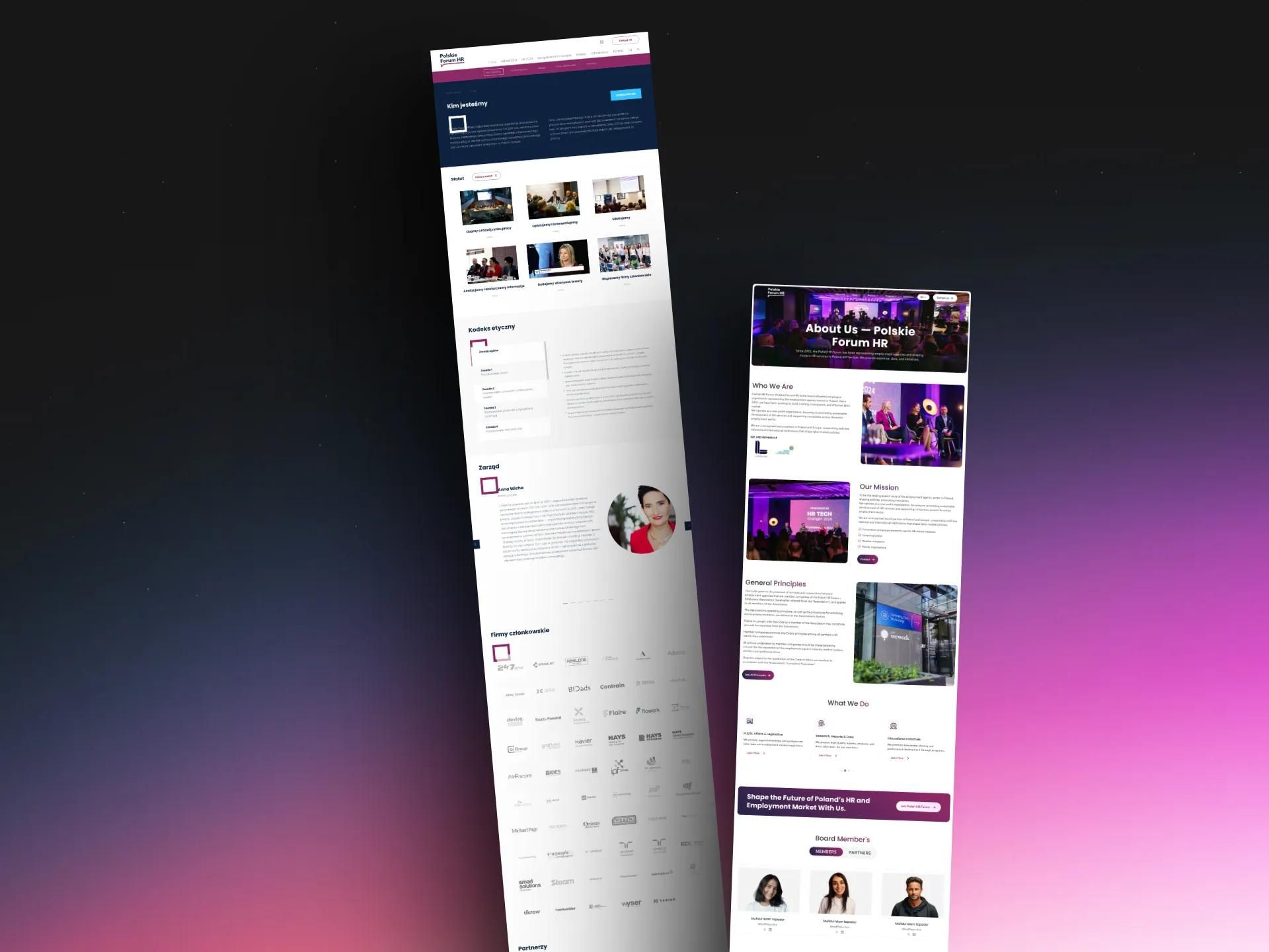 Polskie Forum HR home page and an event page