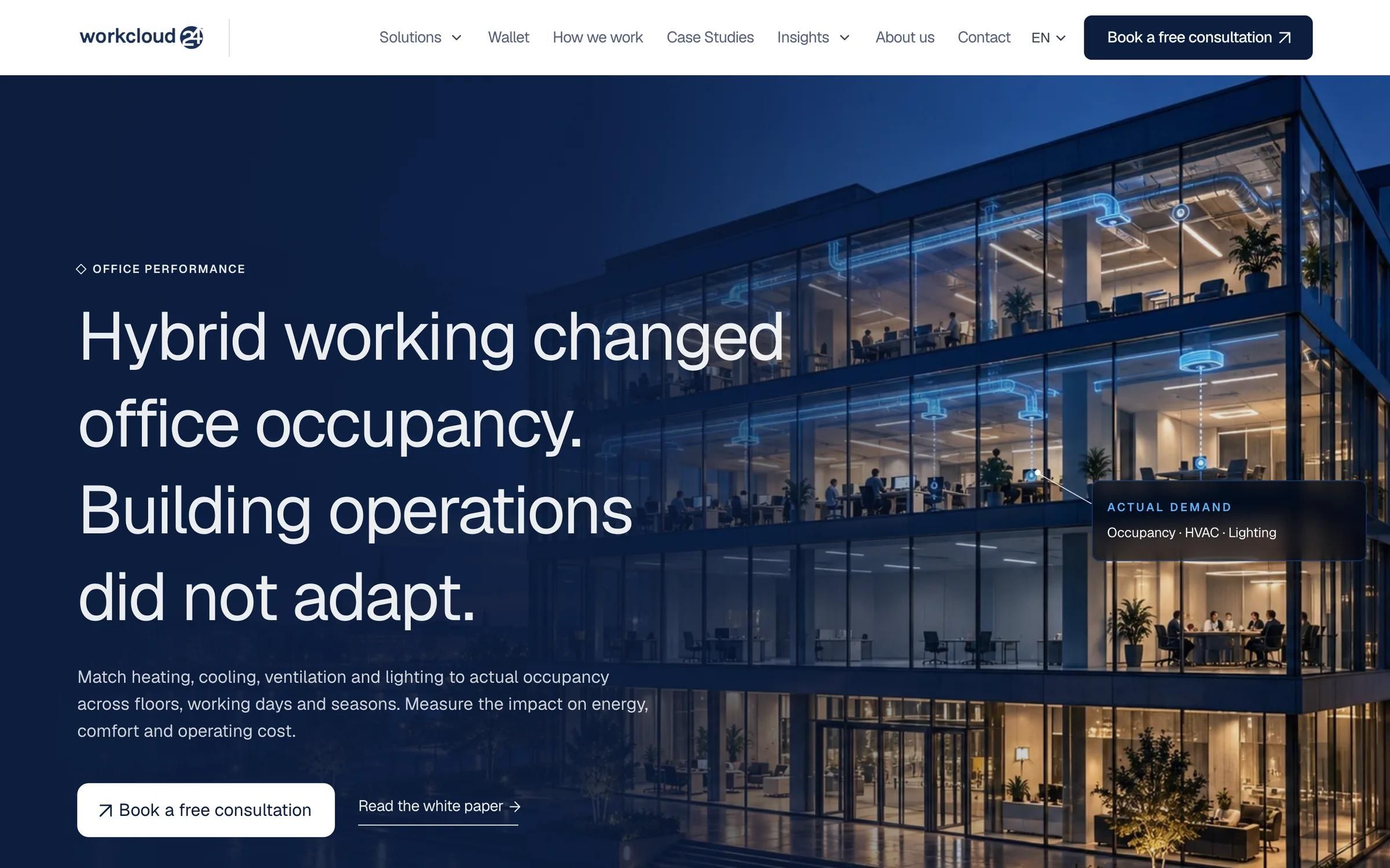 Office page hero: Hybrid working changed office occupancy